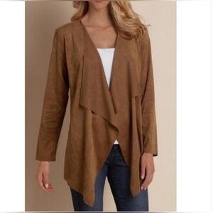 Soft Surroundings Brown Faux Suede Lightweight Jacket Size Small